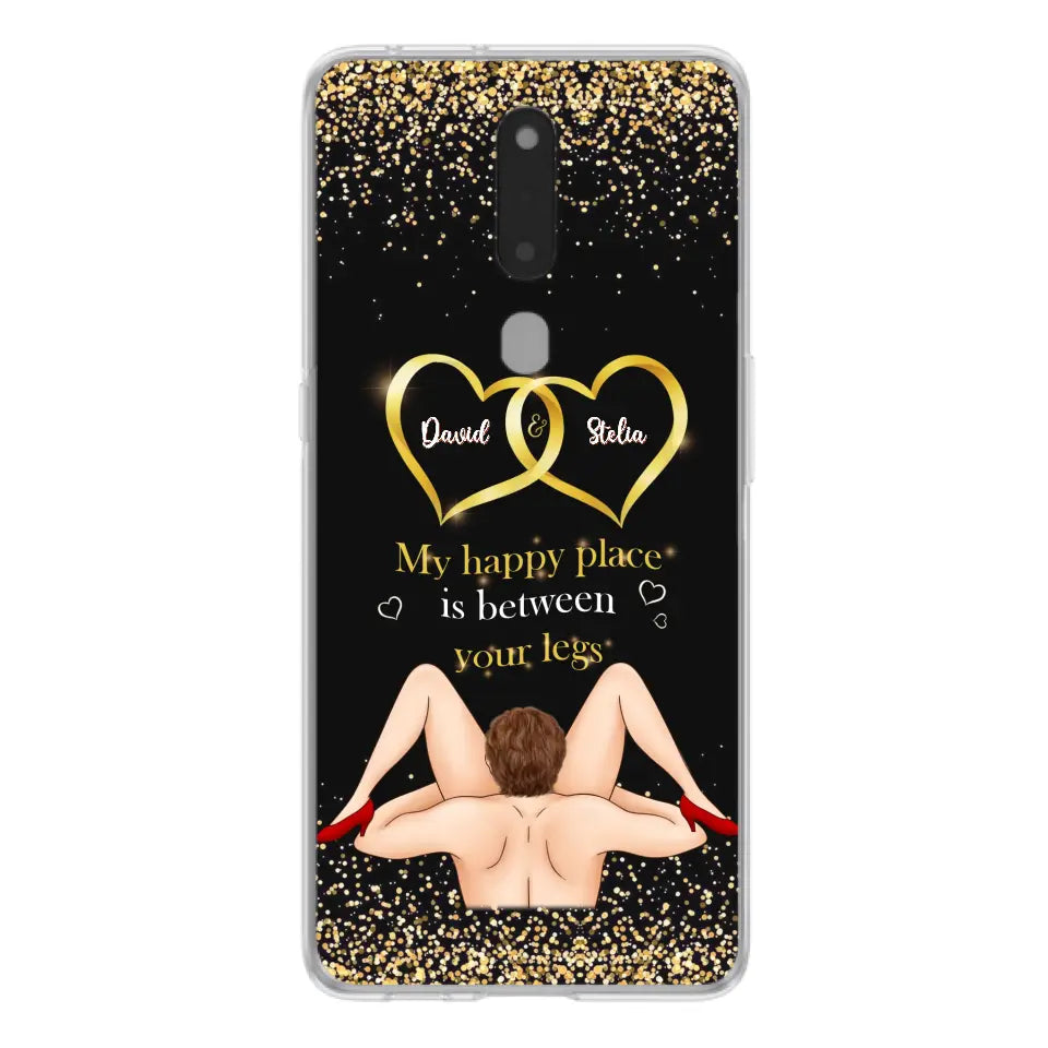 Custom Personalized Couple Phone Case - Gift Idea For Couple/Valentines Day - My Happy Place Is Between Your Legs - Case For Oppo/Xiaomi/Huawei