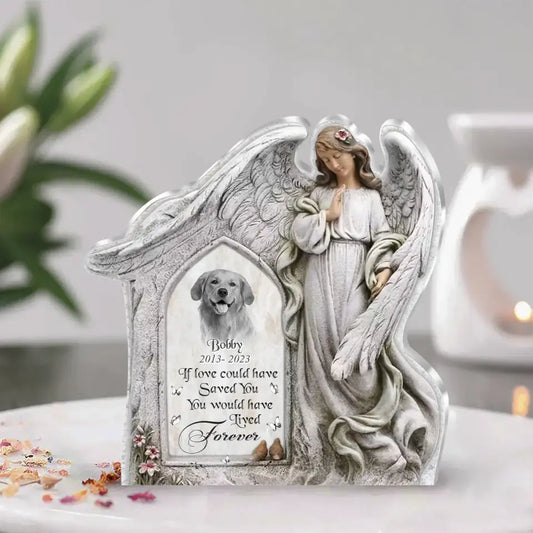 Personalized Angel Wings Acrylic Plaque - Upload Photo - Memorial Gift Idea For Christmas/Pet Lover - If Love Could Have Saved You You Would Have Lived Forever