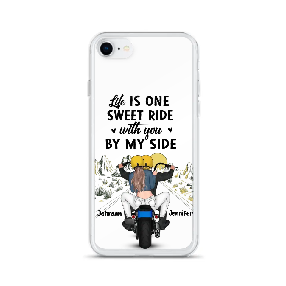 Personalized Couple Biker Phone Case - Gift Idea For Him/Gift To Husband From Wife - Life Is One Sweet Ride With You By My Side - Case For iPhone/Samsung