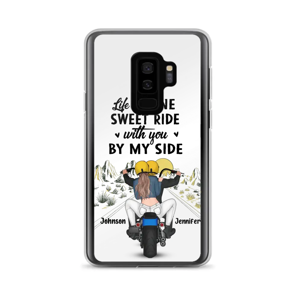 Personalized Couple Biker Phone Case - Gift Idea For Him/Gift To Husband From Wife - Life Is One Sweet Ride With You By My Side - Case For iPhone/Samsung