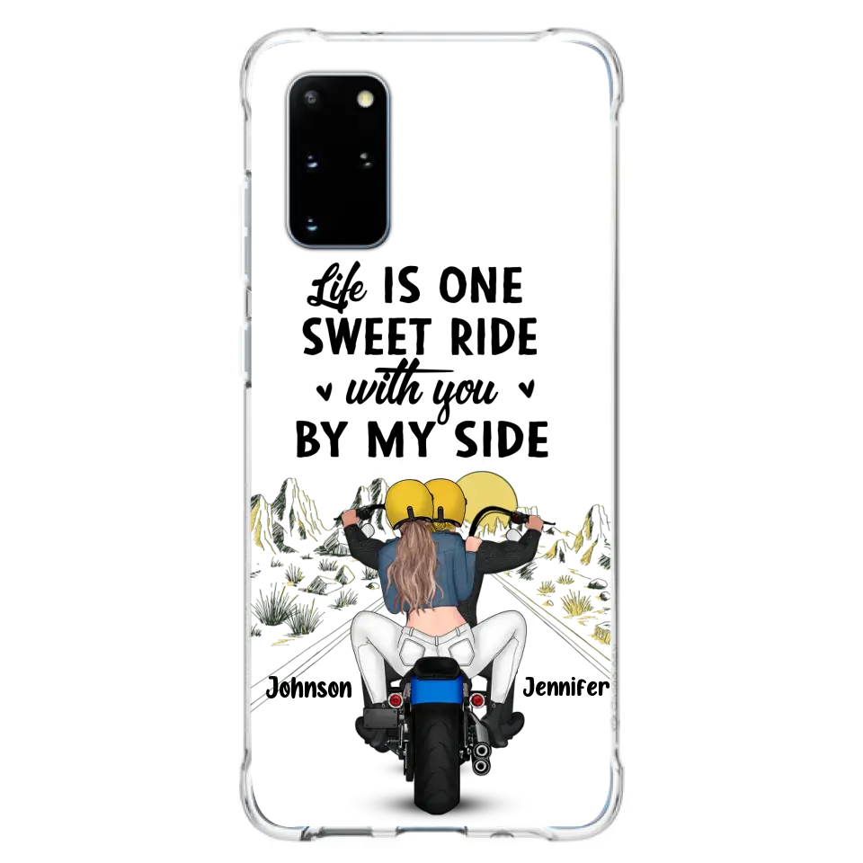 Personalized Couple Biker Phone Case - Gift Idea For Him/Gift To Husband From Wife - Life Is One Sweet Ride With You By My Side - Case For iPhone/Samsung