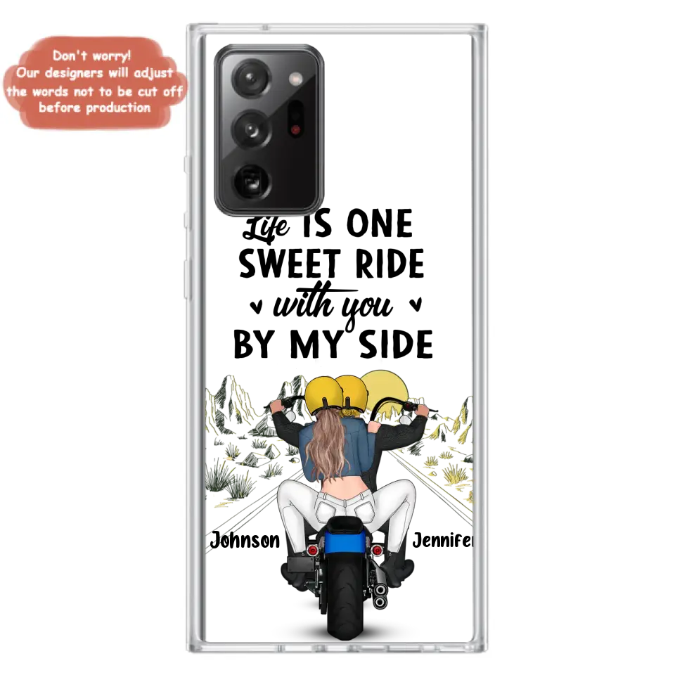 Personalized Couple Biker Phone Case - Gift Idea For Him/Gift To Husband From Wife - Life Is One Sweet Ride With You By My Side - Case For iPhone/Samsung