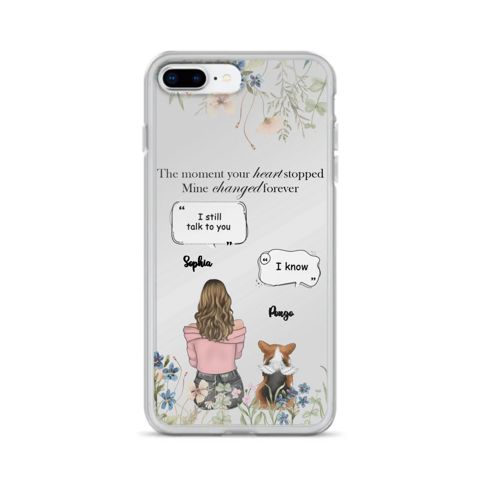 Personalized Memorial Dog Mom Phone Case - Up to 4 Dogs - Gift Idea for Dog Lovers/Owners - The Moment Your Heart Stopped Mine Changed Forever - Case For iPhone/Samsung
