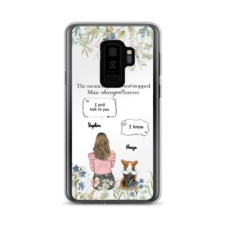 Personalized Memorial Dog Mom Phone Case - Up to 4 Dogs - Gift Idea for Dog Lovers/Owners - The Moment Your Heart Stopped Mine Changed Forever - Case For iPhone/Samsung