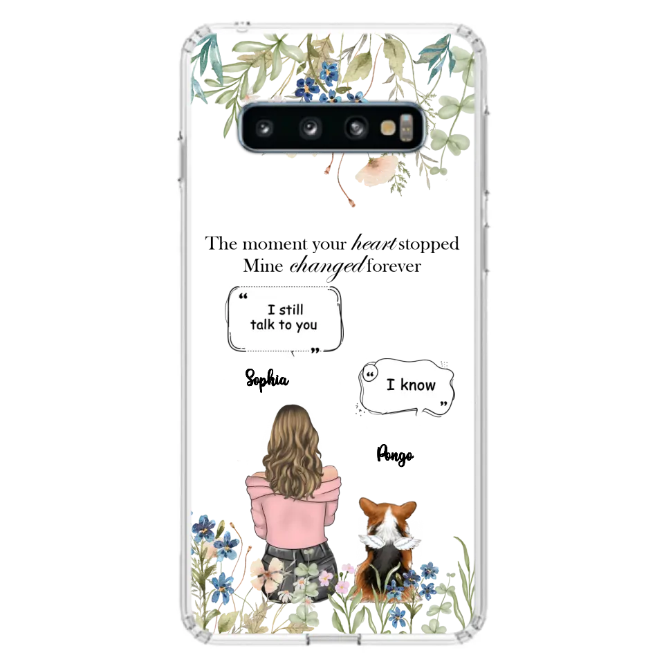 Personalized Memorial Dog Mom Phone Case - Up to 4 Dogs - Gift Idea for Dog Lovers/Owners - The Moment Your Heart Stopped Mine Changed Forever - Case For iPhone/Samsung
