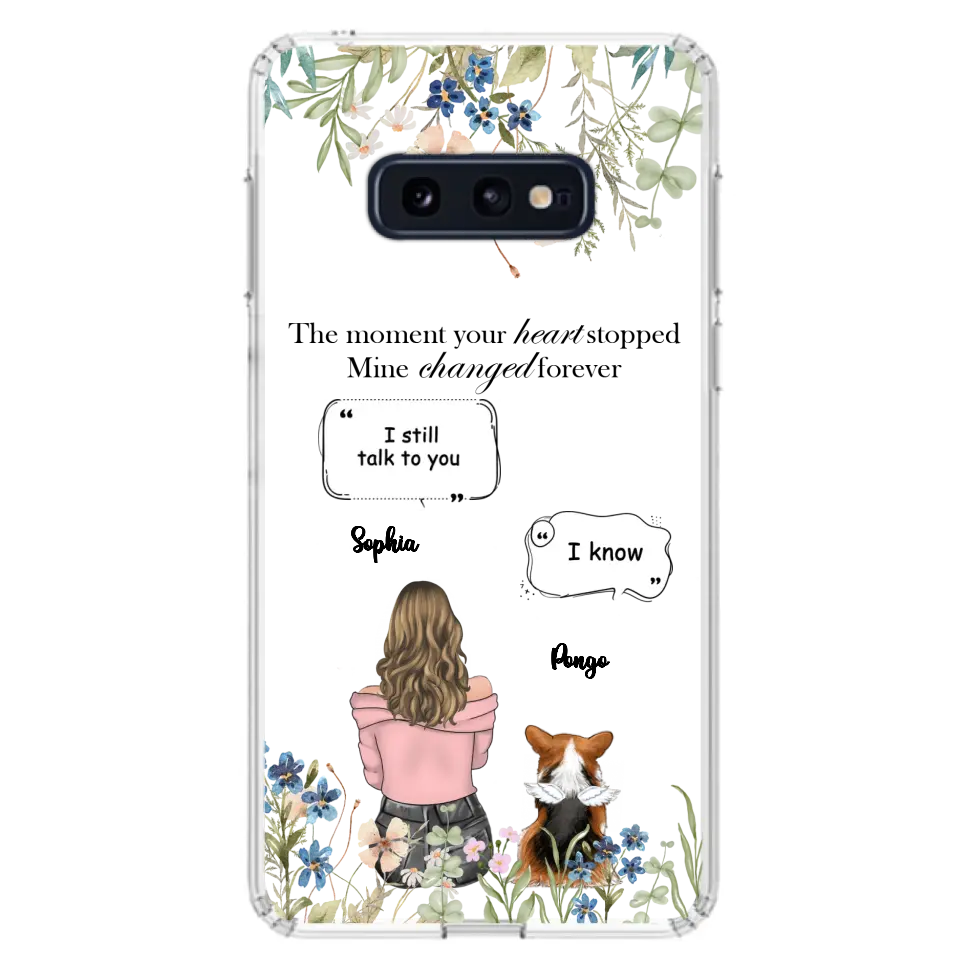 Personalized Memorial Dog Mom Phone Case - Up to 4 Dogs - Gift Idea for Dog Lovers/Owners - The Moment Your Heart Stopped Mine Changed Forever - Case For iPhone/Samsung