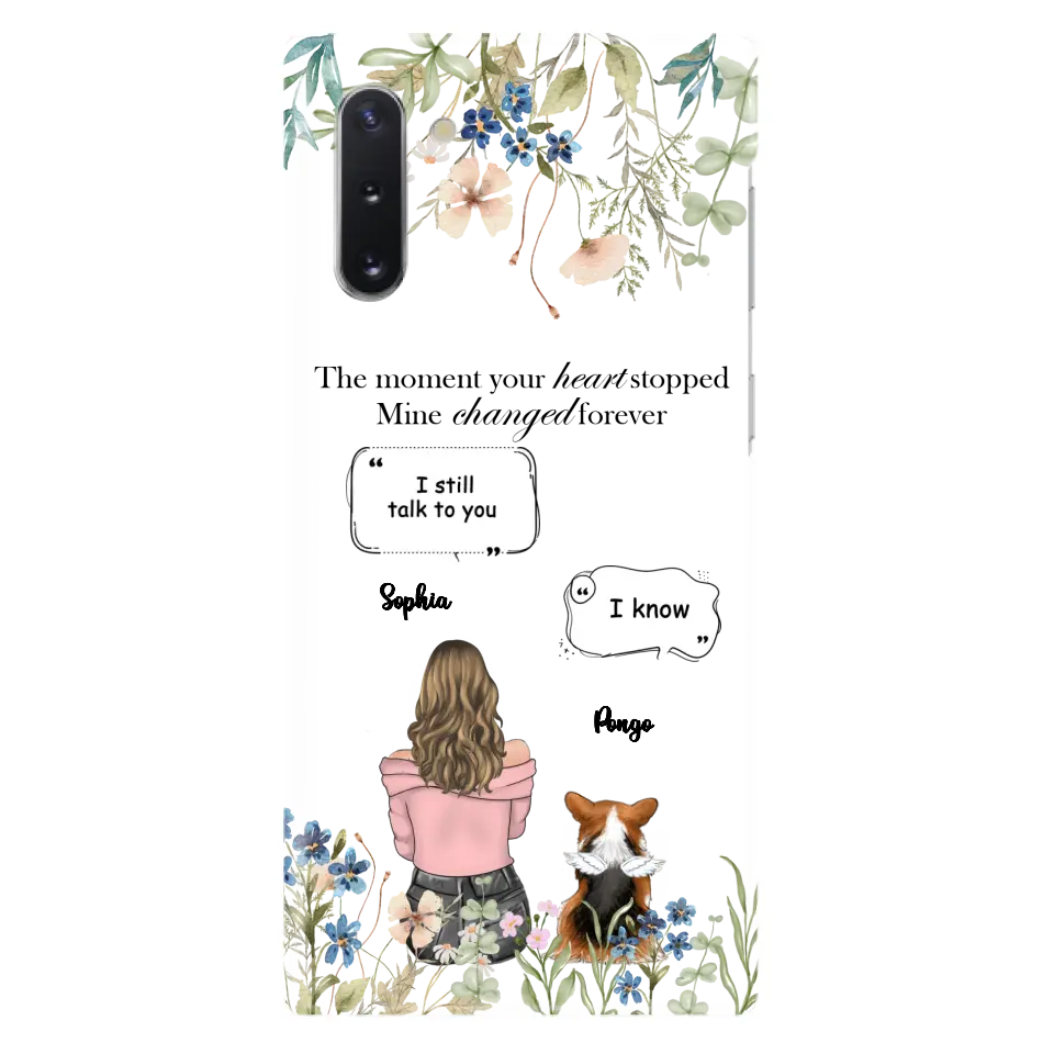 Personalized Memorial Dog Mom Phone Case - Up to 4 Dogs - Gift Idea for Dog Lovers/Owners - The Moment Your Heart Stopped Mine Changed Forever - Case For iPhone/Samsung