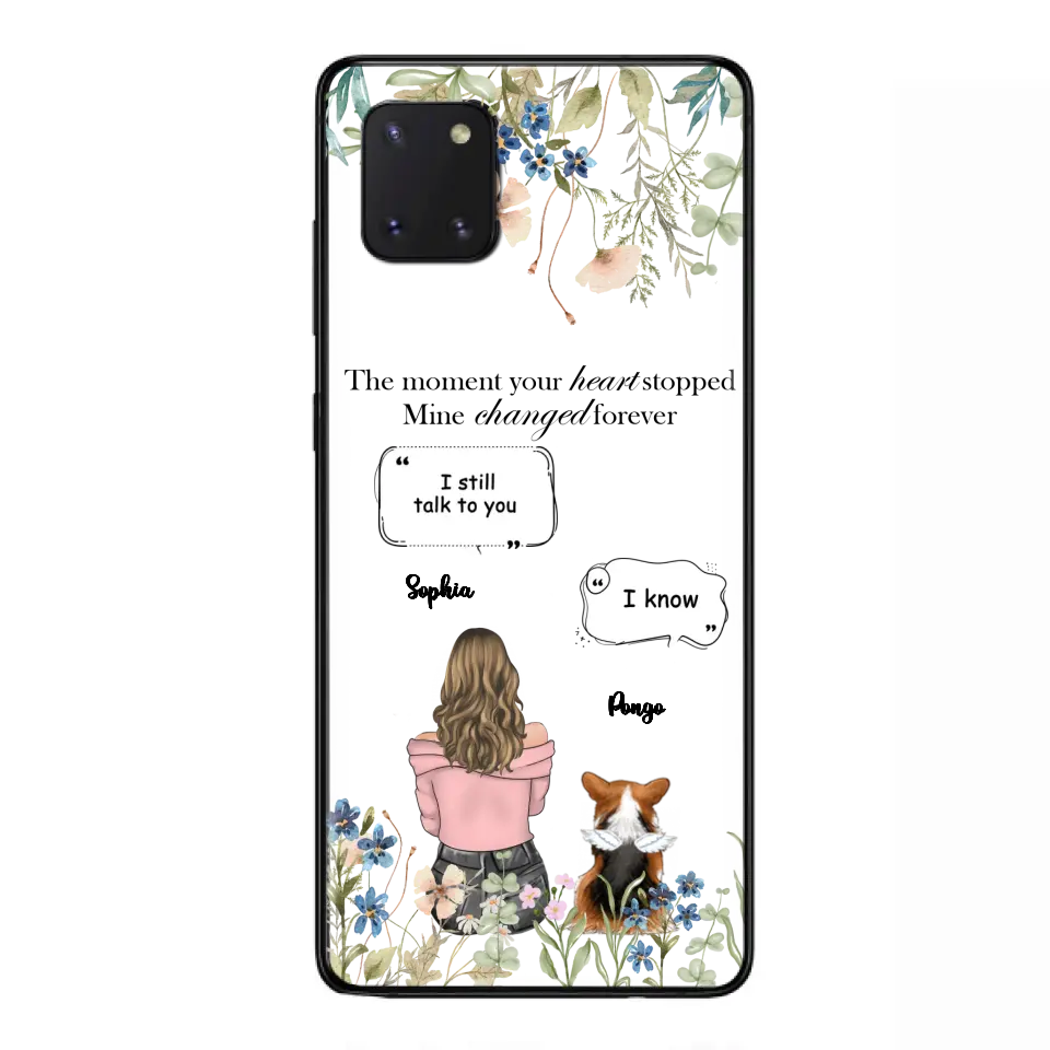 Personalized Memorial Dog Mom Phone Case - Up to 4 Dogs - Gift Idea for Dog Lovers/Owners - The Moment Your Heart Stopped Mine Changed Forever - Case For iPhone/Samsung