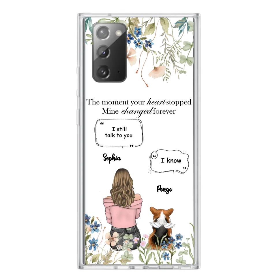 Personalized Memorial Dog Mom Phone Case - Up to 4 Dogs - Gift Idea for Dog Lovers/Owners - The Moment Your Heart Stopped Mine Changed Forever - Case For iPhone/Samsung
