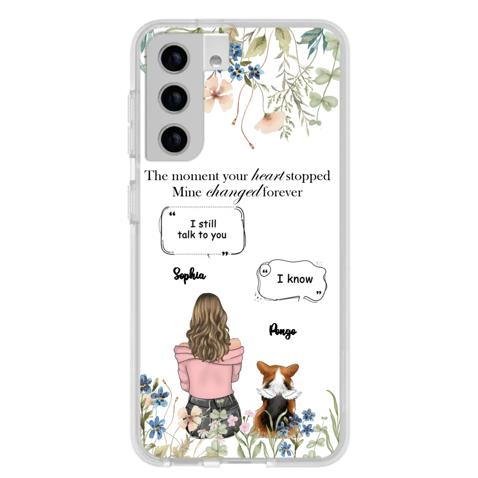 Personalized Memorial Dog Mom Phone Case - Up to 4 Dogs - Gift Idea for Dog Lovers/Owners - The Moment Your Heart Stopped Mine Changed Forever - Case For iPhone/Samsung