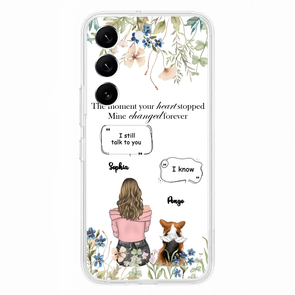Personalized Memorial Dog Mom Phone Case - Up to 4 Dogs - Gift Idea for Dog Lovers/Owners - The Moment Your Heart Stopped Mine Changed Forever - Case For iPhone/Samsung