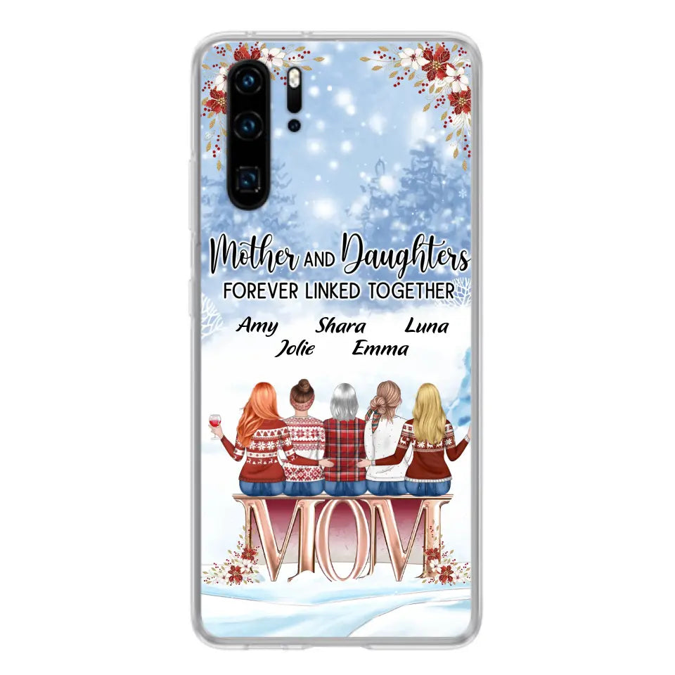 Personalized Mom Phone Case - Mother With Up to 4 Daughters - Gift Idea For Mother's Day From Daughter - Mother And Daughters Forever Linked Together - Case For Oppo/Xiaomi/Huawei