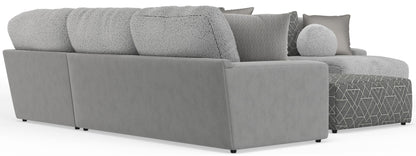 Canyon - 4 Piece Sectional With Cuddler Seat Cushions, Included Accent Pillows And Cocktail Ottoman (Right Side Facing Chaise) - Platinum