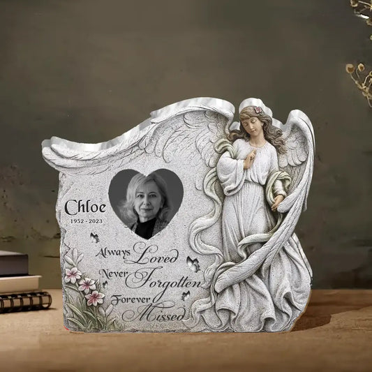 Personalized Memorial Angel Photo Acrylic Plaque - Memorial Gift Idea For Christmas - Always Loved Never Forgotten Forever Missed