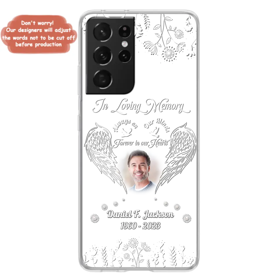 Personalized Memorial Photo Phone Case - Memorial Gift Idea - In Loving Memory