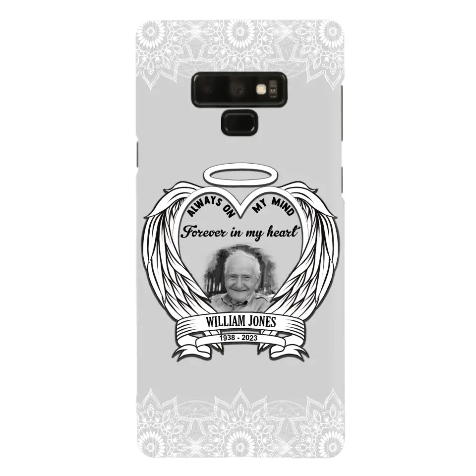 Custom Personalized Memorial Phone Case - Upload Photo - Memorial Gift Idea For Family Member - Always On My Mind Forever in My Heart - Case For iPhone/Samsung