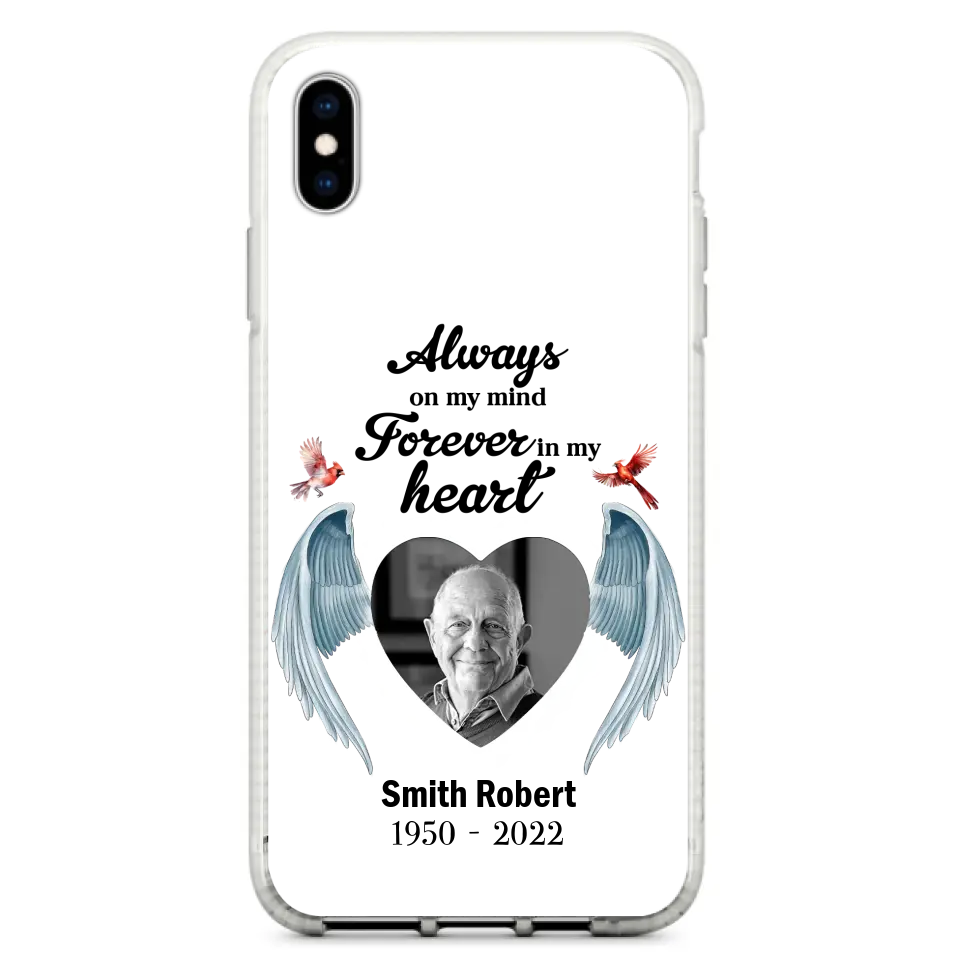 Custom Personalized Memorial Photo Phone Case - Gift Idea For Family - Upload Photo - Always On My Mind Forever In My Heart - Case For iPhone/Samsung