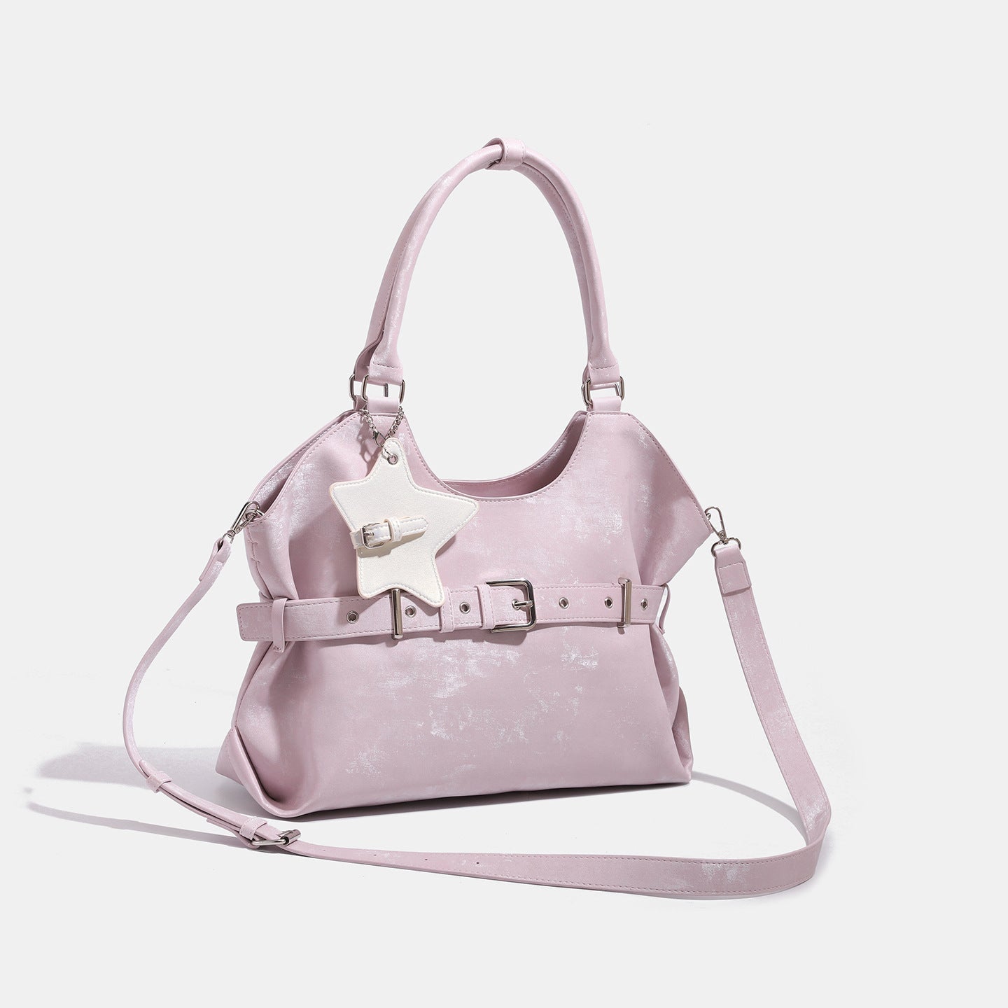 Belt-designed Single-shoulder Tote Bag Large Capacity For Women