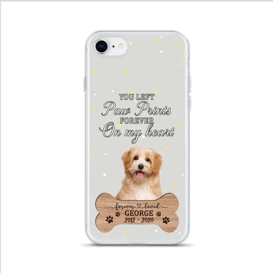 Custom Personalized Memorial Phone Case - Upload Photo - Memorial Gift Idea For Pet Lover - You Left Paw Prints Forever On My Heart