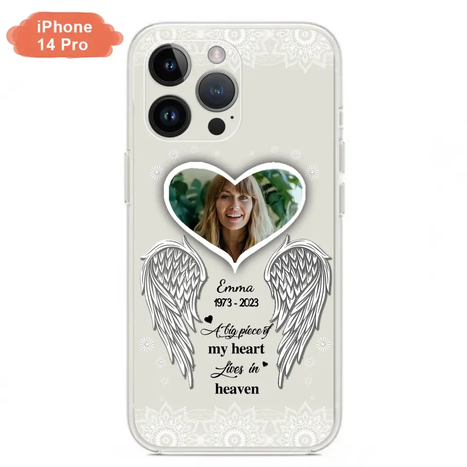 Personalized Memorial Photo Phone Case - Memorial Gift Idea For Family - A Big Piece Of My Heart Lives In Heaven - Case for iPhone/Samsung