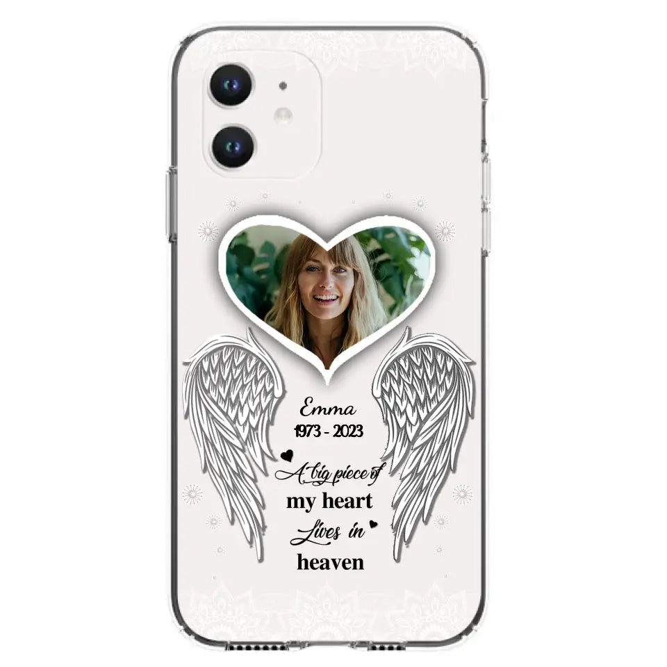 Personalized Memorial Photo Phone Case - Memorial Gift Idea For Family - A Big Piece Of My Heart Lives In Heaven - Case for iPhone/Samsung