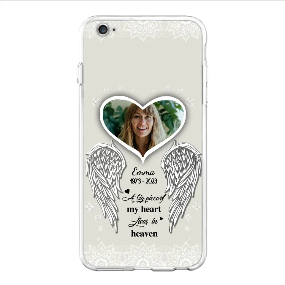 Personalized Memorial Photo Phone Case - Memorial Gift Idea For Family - A Big Piece Of My Heart Lives In Heaven - Case for iPhone/Samsung