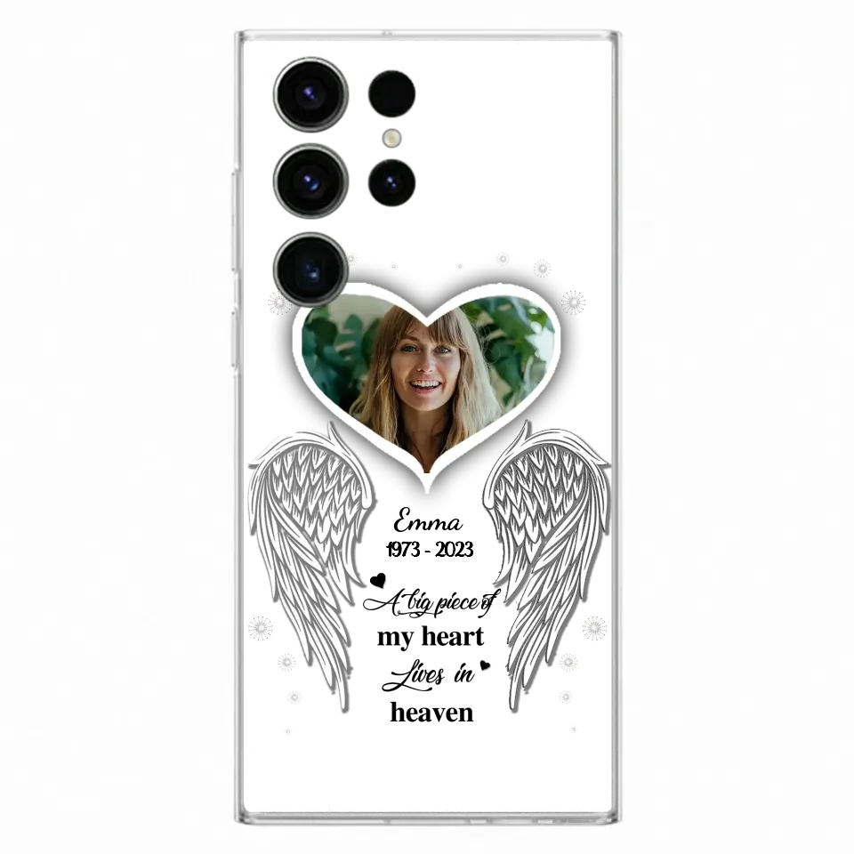 Personalized Memorial Photo Phone Case - Memorial Gift Idea For Family - A Big Piece Of My Heart Lives In Heaven - Case for iPhone/Samsung