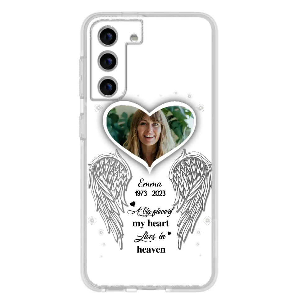 Personalized Memorial Photo Phone Case - Memorial Gift Idea For Family - A Big Piece Of My Heart Lives In Heaven - Case for iPhone/Samsung