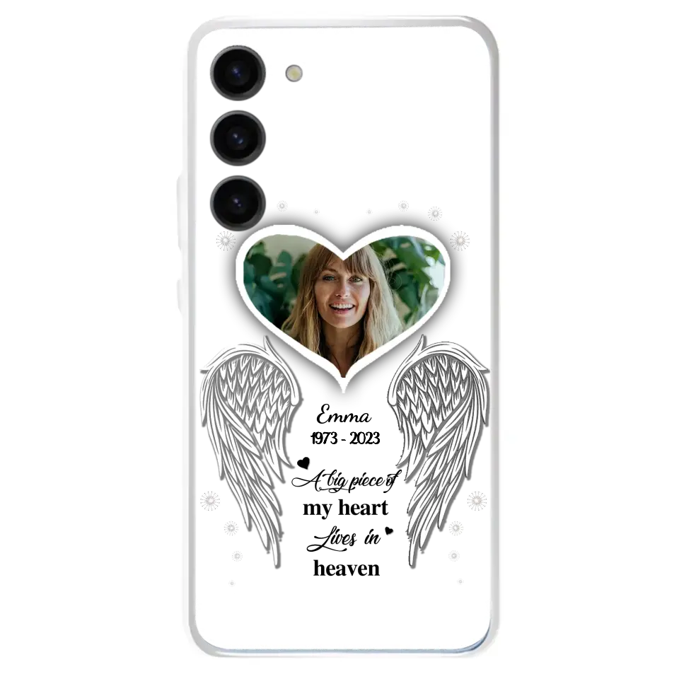 Personalized Memorial Photo Phone Case - Memorial Gift Idea For Family - A Big Piece Of My Heart Lives In Heaven - Case for iPhone/Samsung