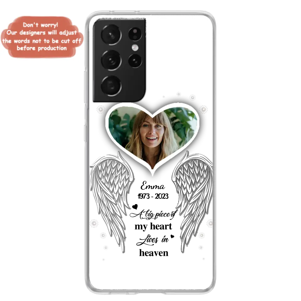 Personalized Memorial Photo Phone Case - Memorial Gift Idea For Family - A Big Piece Of My Heart Lives In Heaven - Case for iPhone/Samsung