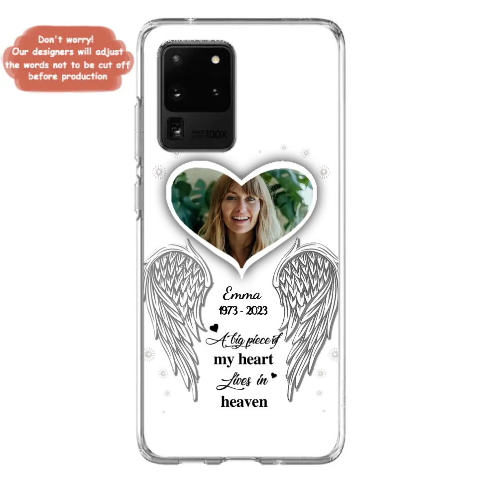 Personalized Memorial Photo Phone Case - Memorial Gift Idea For Family - A Big Piece Of My Heart Lives In Heaven - Case for iPhone/Samsung