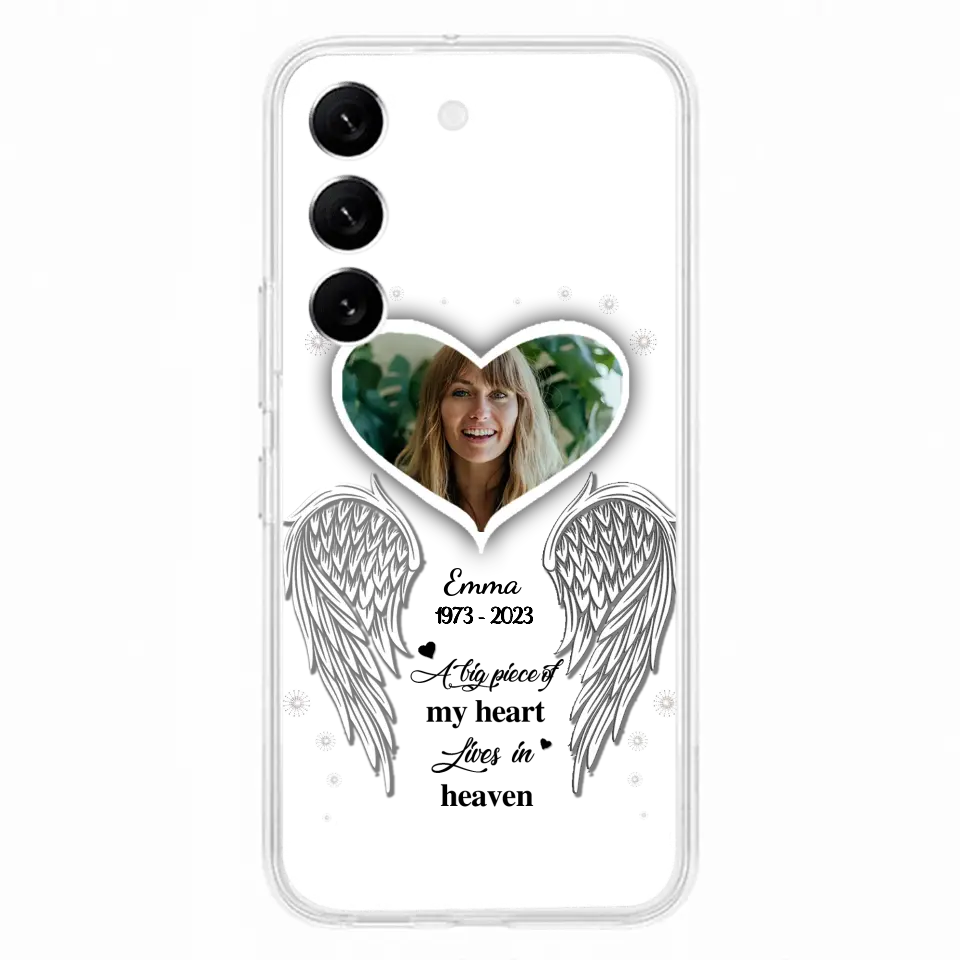 Personalized Memorial Photo Phone Case - Memorial Gift Idea For Family - A Big Piece Of My Heart Lives In Heaven - Case for iPhone/Samsung