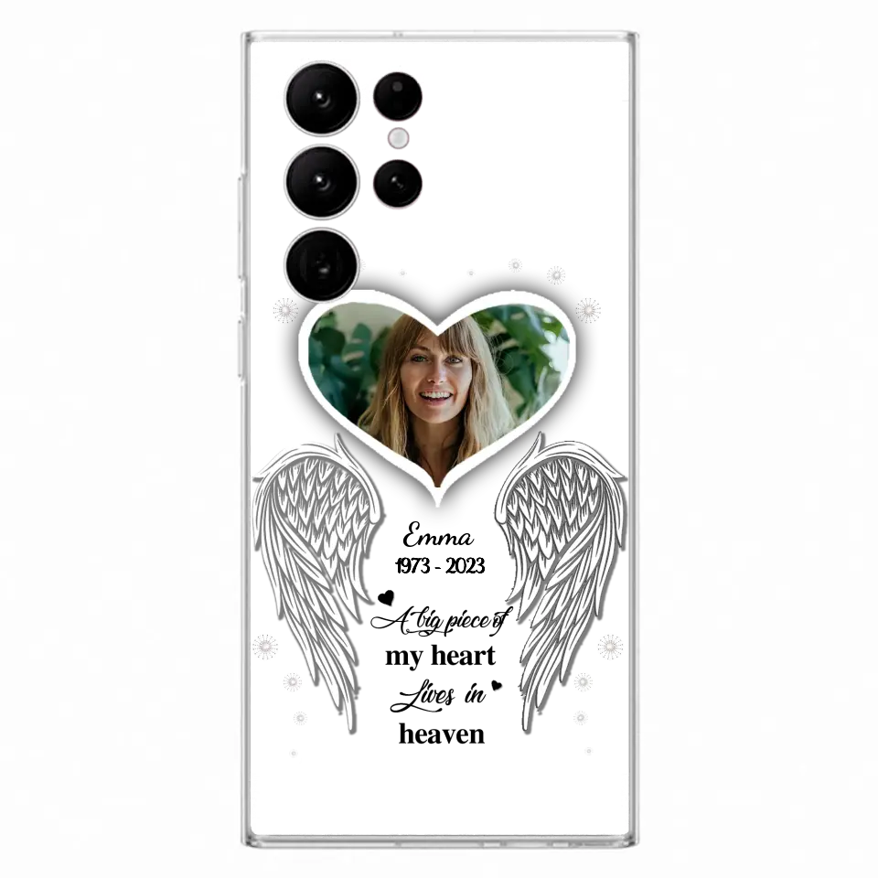 Personalized Memorial Photo Phone Case - Memorial Gift Idea For Family - A Big Piece Of My Heart Lives In Heaven - Case for iPhone/Samsung