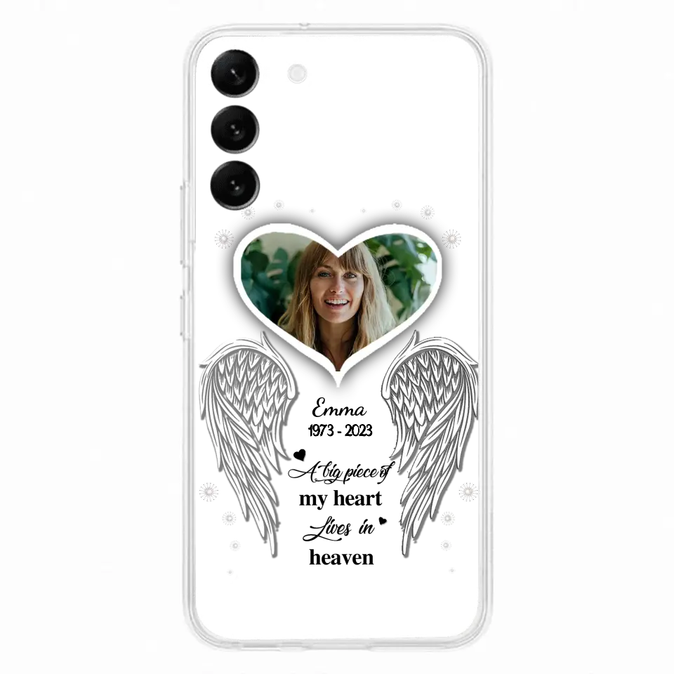 Personalized Memorial Photo Phone Case - Memorial Gift Idea For Family - A Big Piece Of My Heart Lives In Heaven - Case for iPhone/Samsung