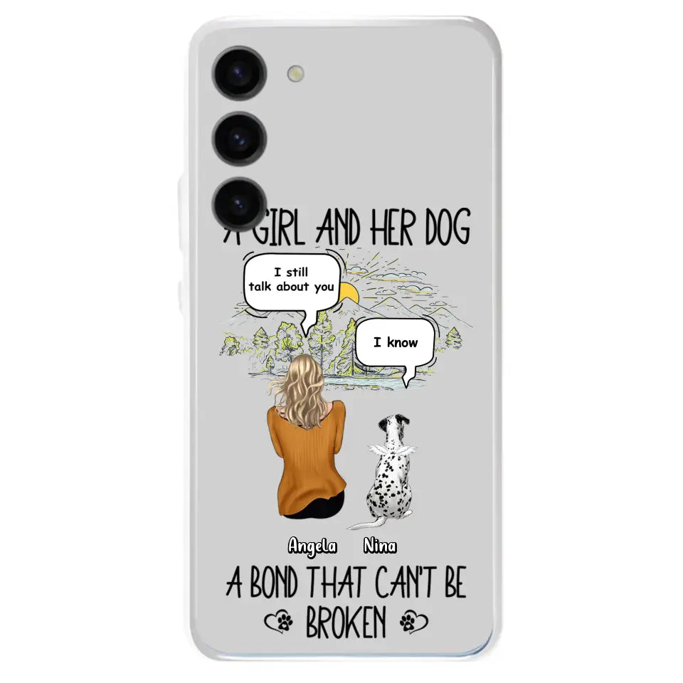 Personalized Dog Mom Phone Case - Memorial Gift Idea For Dog Lover - A Girl And Her Dog A Bond That Can't Be Broken - Case For iPhone/Samsung