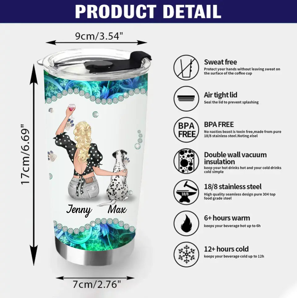 Personalized Dog Mom Tumbler - Up to 4 Dogs - Gift Idea For Dog Owners - Best Dog Mom Ever