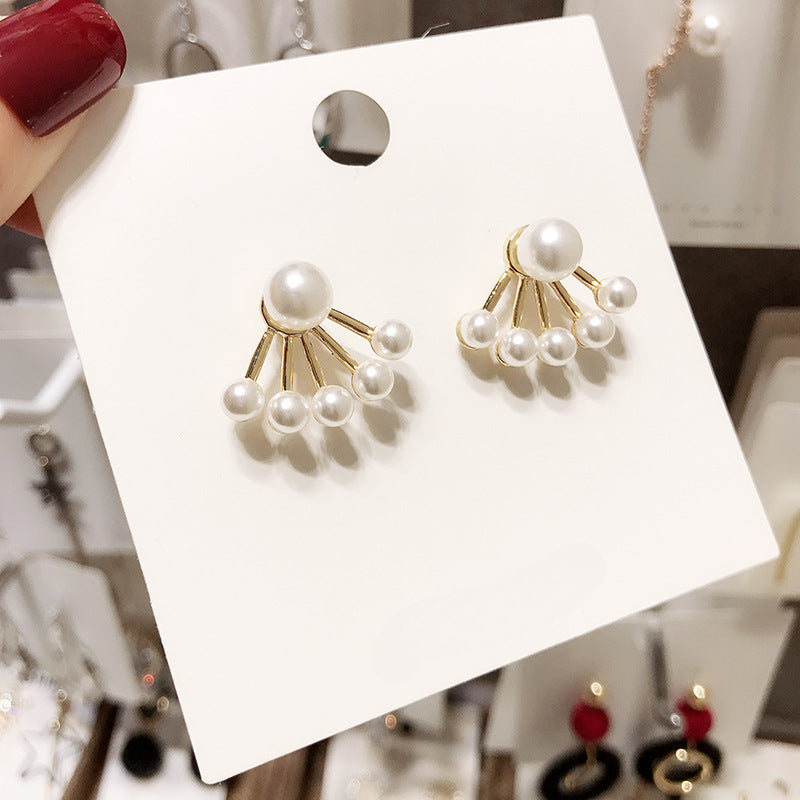 Simple Beaded Wrap Pearl Stud Earring