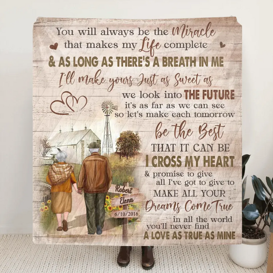 Personalized Couple Quilt & Fleece Throw Blanket - Gift Idea For Couple/Husband & Wife - You Will Always Be The Miracle
