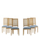 French Country Dining Chair With Rectangular Cane Backrest And Smooth Upholstered Seating