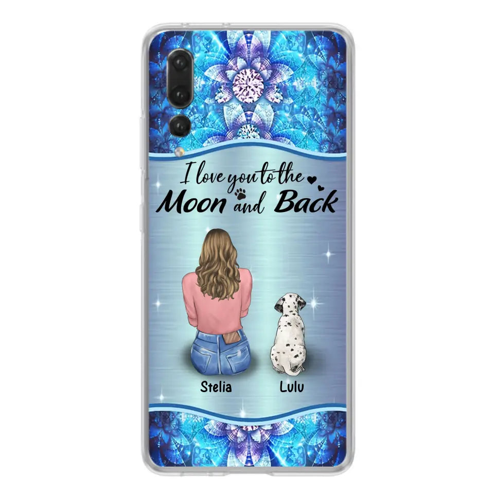 Personalized Dog Mom Phone Case - Up to 4 Dogs -Gift Idea For Dog Owners - I Love You To The Moon And Back - Case For Oppo/Xiaomi/Huawei