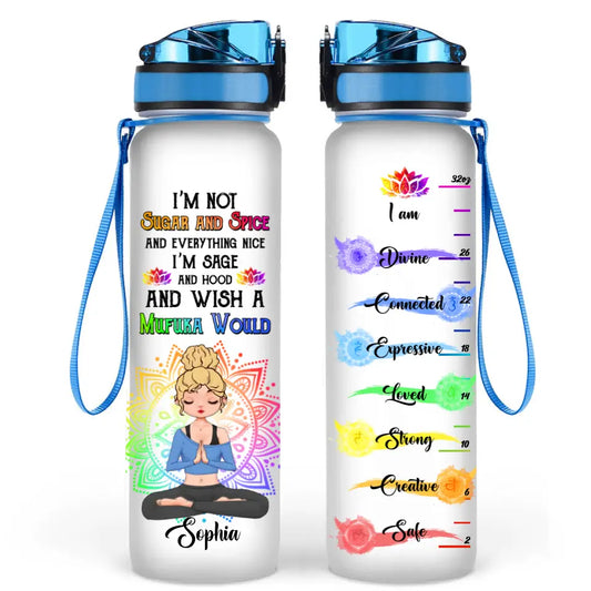 Personalized Yoga Water Tracker Bottle - Gift Idea For Yoga Lover - I'm Not Not Sugar & Spice