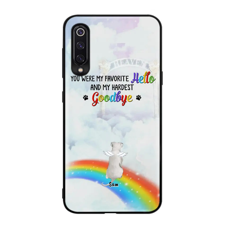 Personalized Memorial Pets At Rainbow Bridge Phone Case - Up to 5 Pets - Memorial Gift For Dog Lovers/Cat Lovers - You Were My Favorite Hello And My Hardest Goodbye - For Xiaomi, Oppo And Huawei Phone Case