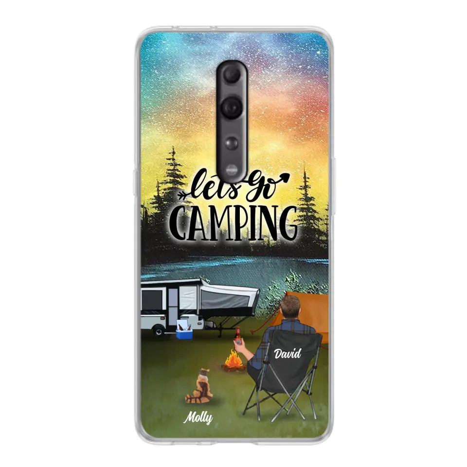Personalized Night Camping Phone Case - Solo/Couple With Up to 6 Pets - Gift For Camping Lover - Let's Go Camping - Case For Xiaomi, Oppo And Huawei