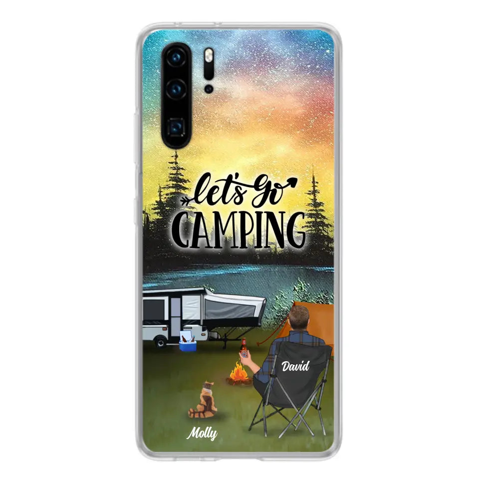Personalized Night Camping Phone Case - Solo/Couple With Up to 6 Pets - Gift For Camping Lover - Let's Go Camping - Case For Xiaomi, Oppo And Huawei