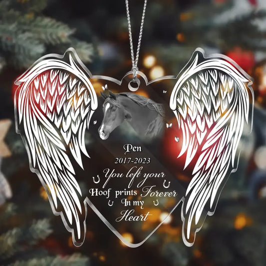 Personalized Memorial Acrylic Ornament - Memorial Gift Idea For Horse Owner - Upload Horse Photo - You Left Your Hoof Prints Forever In My Heart