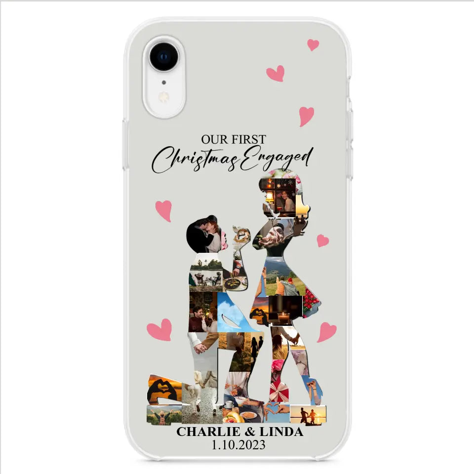 Custom Personalized Couple Photo Phone Case - Gift Idea For Couple/Him/Her - Upload Photo - Case For iPhone/Samsung - Our First Christmas Engaged