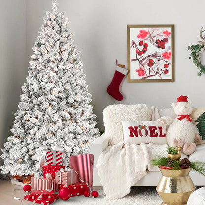 8FT Flocked Christmas Tree with 700 UL Lights