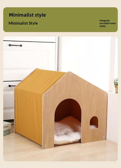 All-season Eco-friendly Solid Wood Pet Furniture, Washable & Breathable Cat Dog Bed