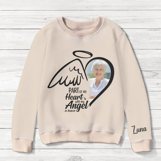 Personalized Memorial Photo AOP Sweater - Memorial Gift Idea for Christmas - Part Of My Heart Is With My Angel In Heaven