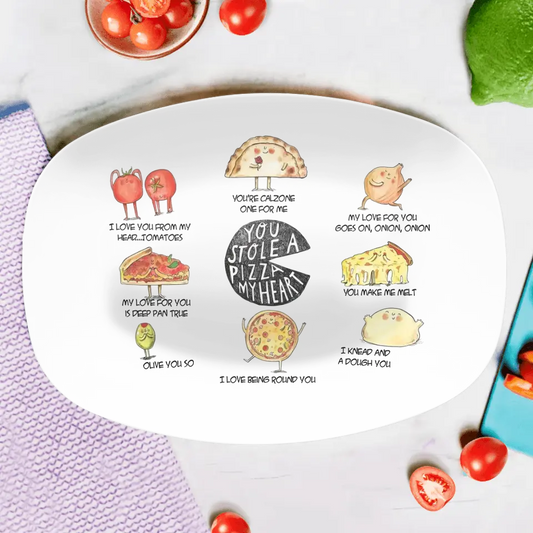 Funny Serving Platter For Couple - Valentine's Day Gift Idea For Him & Her - You Stole A Pizza My Heart